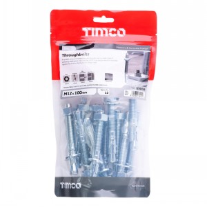 Floor Bolt (Throughbolt) M12 x 100mm (Pack 12)